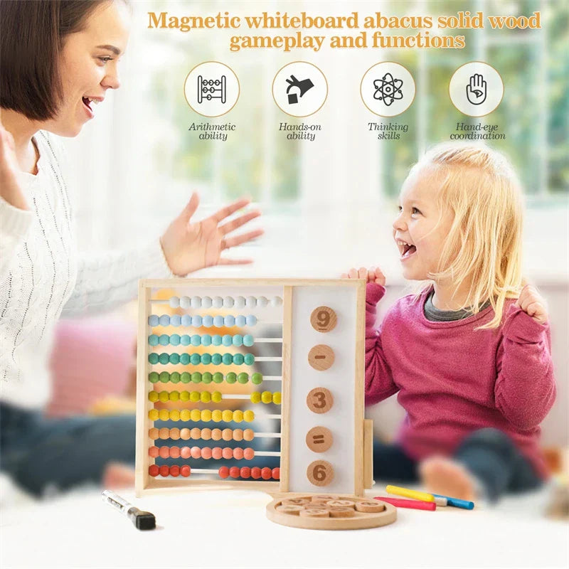 Magnetischer Holz-Abakus für Kinder – Lernspielzeug mit Zahlen und Farben