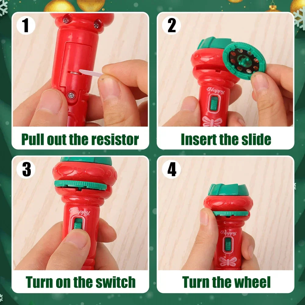 Weihnachts-Projektions-Taschenlampe – 2-in-1 Lichtspaß mit 24 Projektionen