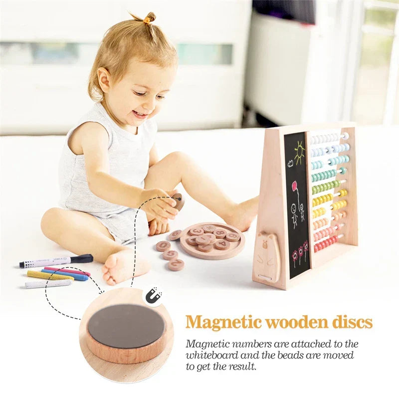 Magnetischer Holz-Abakus für Kinder – Lernspielzeug mit Zahlen und Farben
