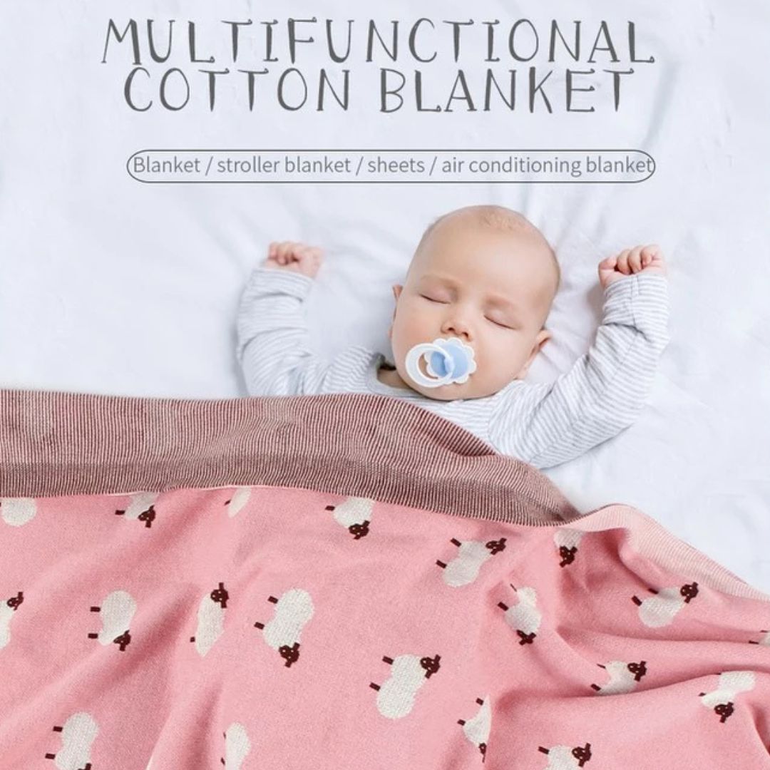 Niedliche Babydecke mit Schaf-Muster – Weiche und warme Decke für Kinderwagen