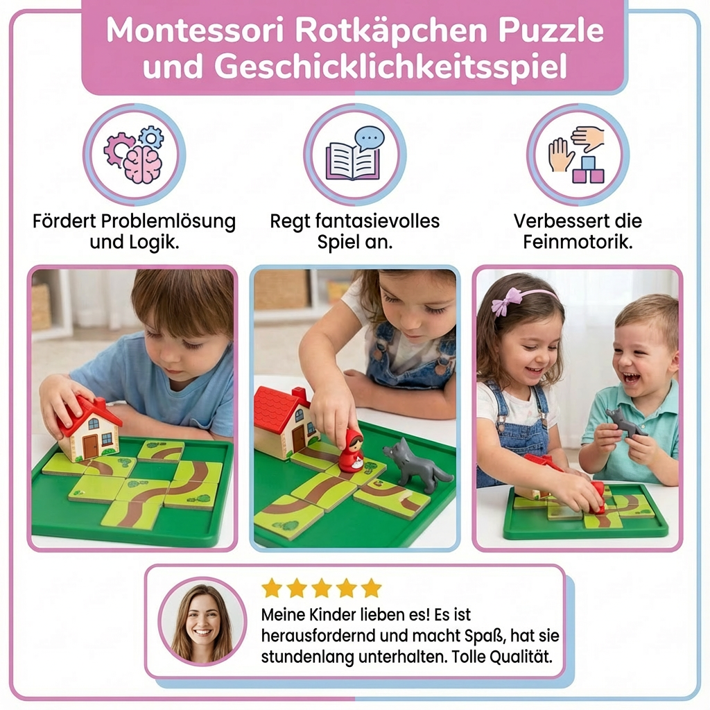 Montessori Rotkäpchen Puzzle und Geschicklichkeitsspiel