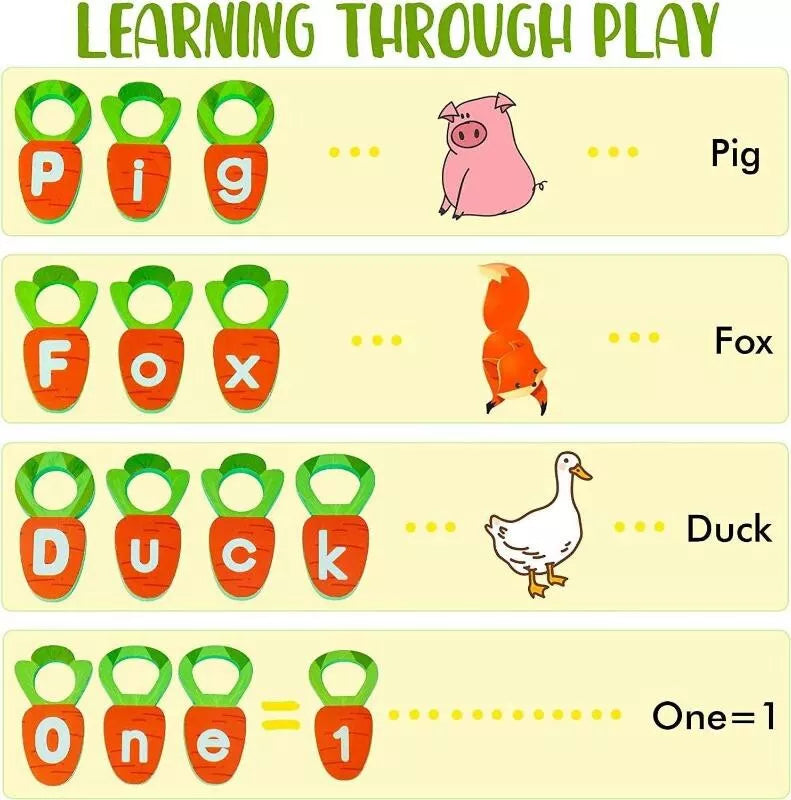 Buchstabenspaß – Karotten- Lernspiel Aus Holz