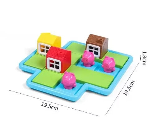 Montessori 3 Schweinchen und der Böse Wolf Puzzle und Geschicklichkeitsspiel