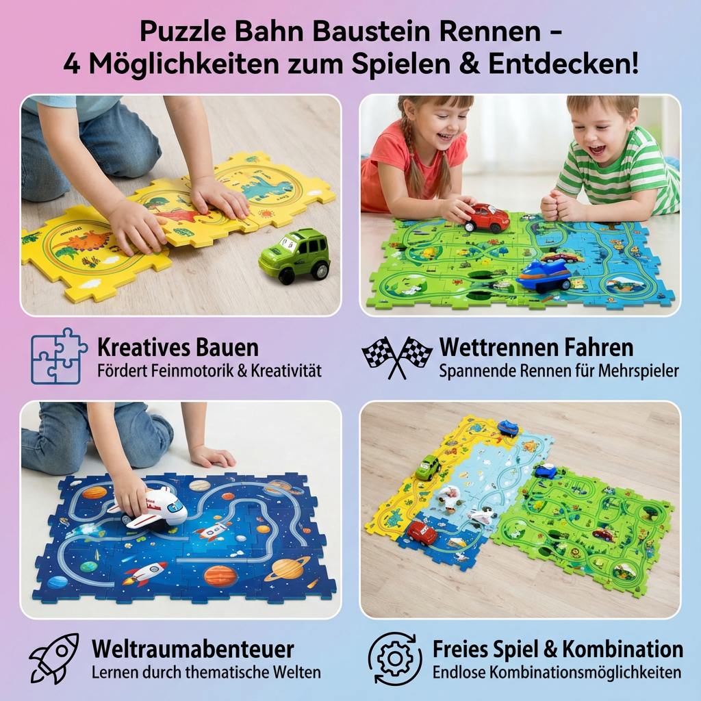 Puzzle Bahn Baustein Rennen