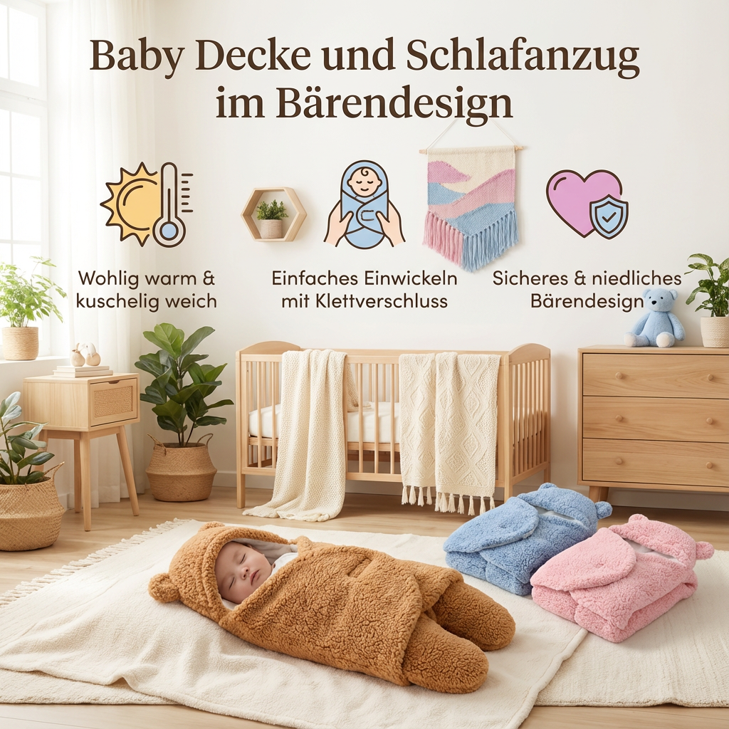 Baby Decke und Schlafanzug im Bärendesign