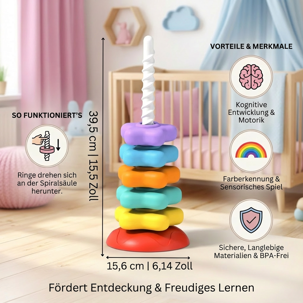 Regenbogen Dreh- und Farbturm Spielzeug