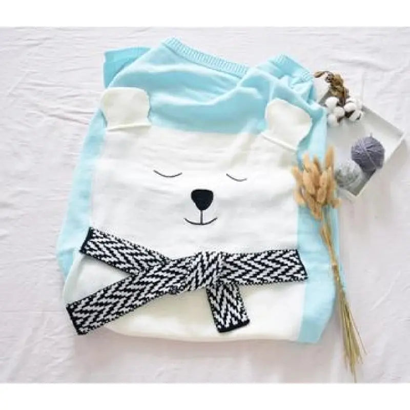 Baby Strickdecke mit Tiermotiv – Kuscheldecke mit 3D-Design für Kinder