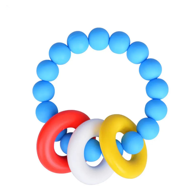 Baby Beißring Silikon mit Bunten Ringen – Greifling & Zahnungshilfe für Babys