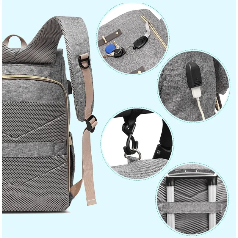 Wickelrucksack mit USB-Anschluss – Baby Rucksack mit Flaschenwärmer & Ladefunktion
