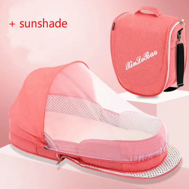 Faltbare Baby Reisewiege mit Moskitonetz und Tragefunktion