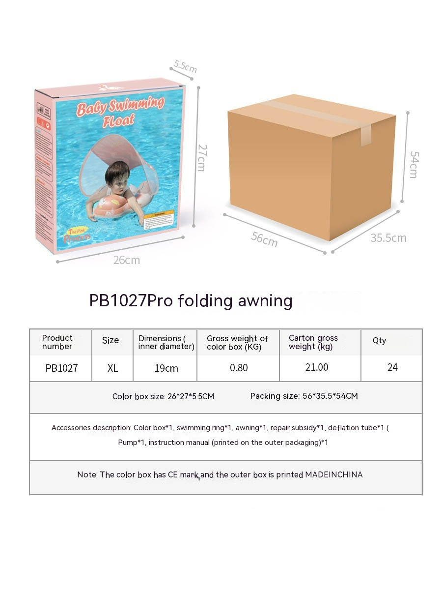 Baby Schwimmring mit Sonnendach – Aufblasbare Schwimmhilfe