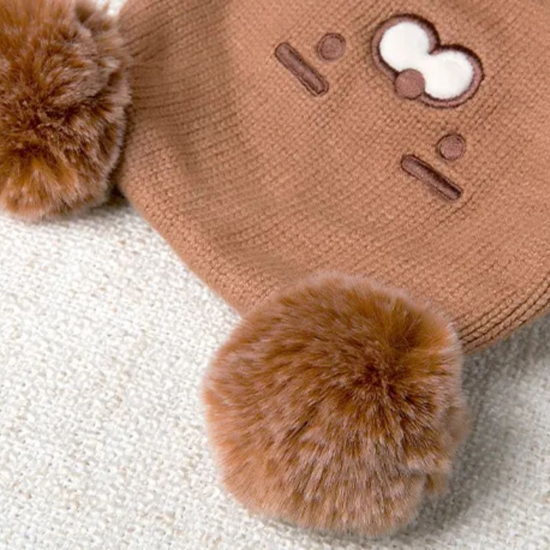 Baby Wintermütze mit Ohren – Warme Strickmütze mit Fleecefutter und Tiermotiv
