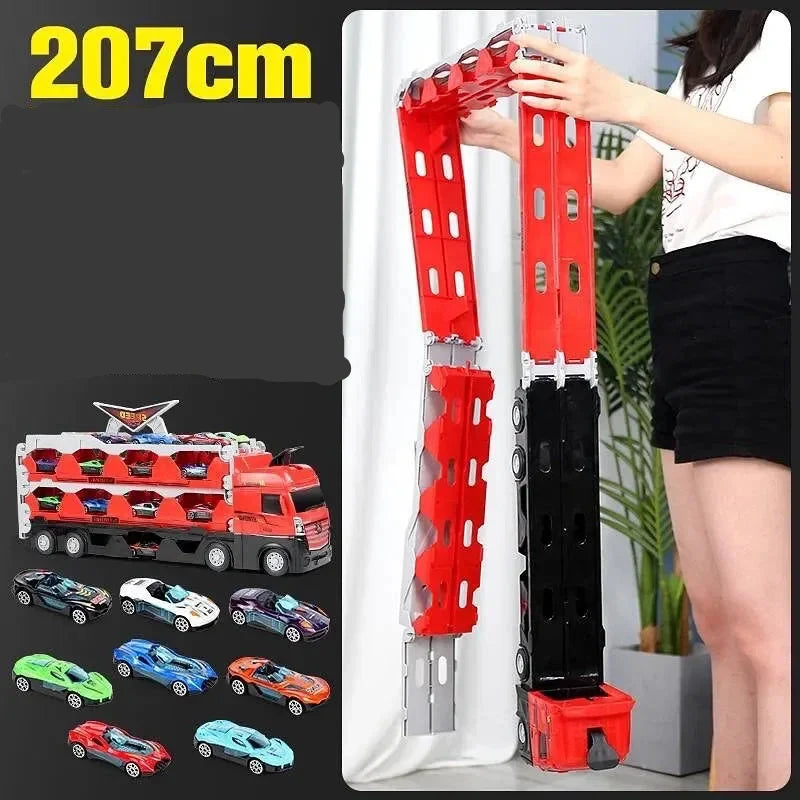 2in1 Ausklappbare Lastwagen Rennstrecke