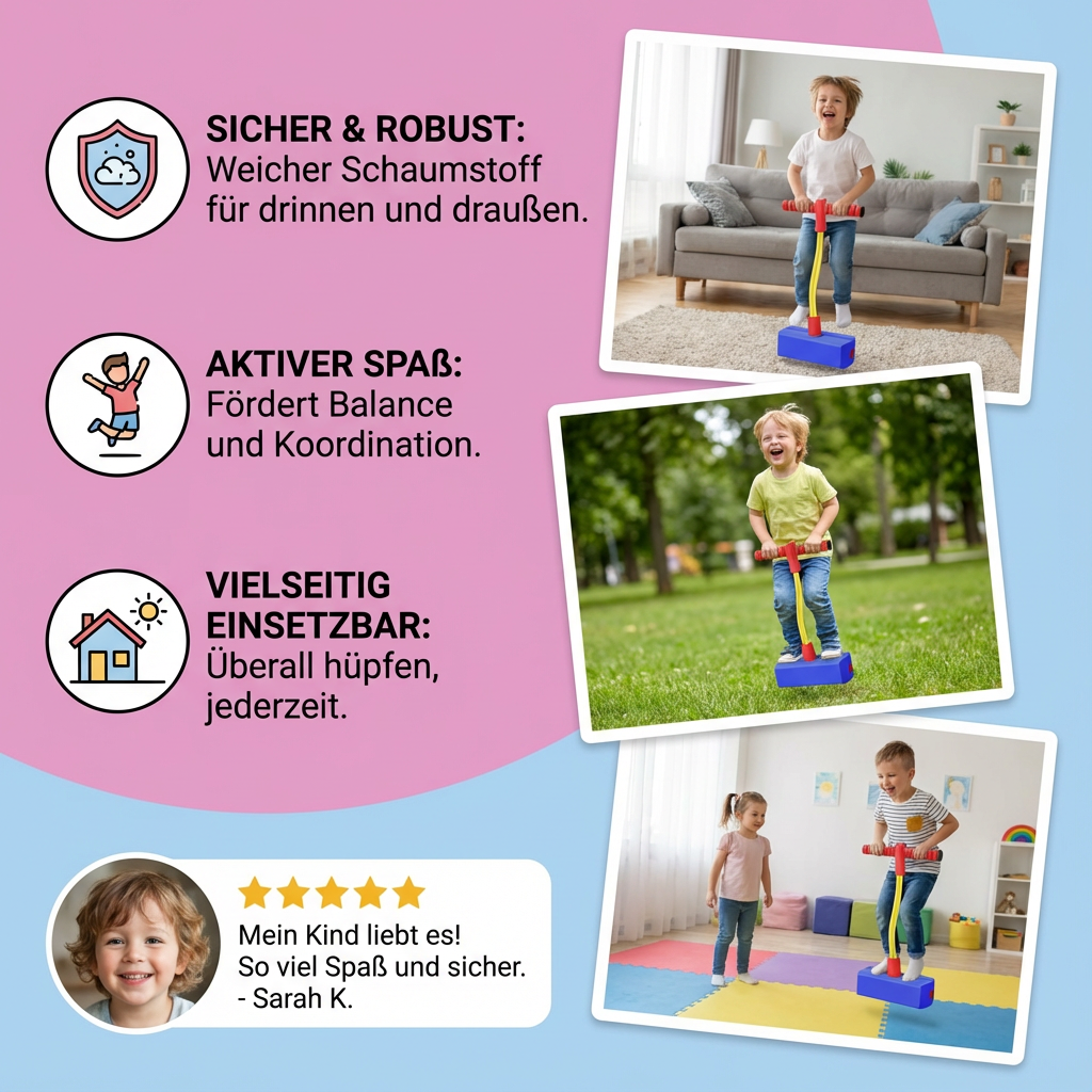Kinder-Pogo-Hüpfer aus Schaumstoff – Hüpfspielzeug für drinnen & draußen