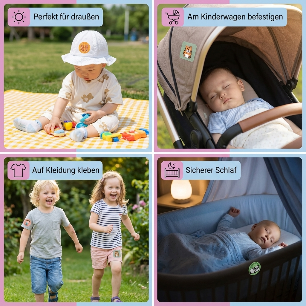 Natürliche Aufkleber zum Schutz vor Mücken für Kinder und Babies (100 Stück)