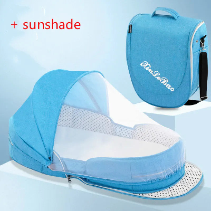 Faltbare Baby Reisewiege mit Moskitonetz und Tragefunktion
