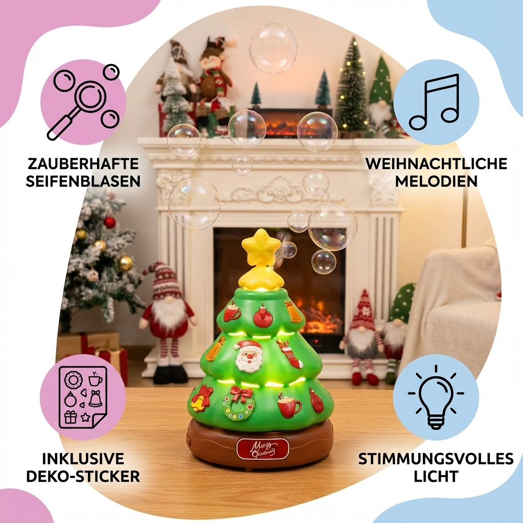 Musik Seifenblasen Weihnachtsbaum mit Sticker zum Dekorieren
