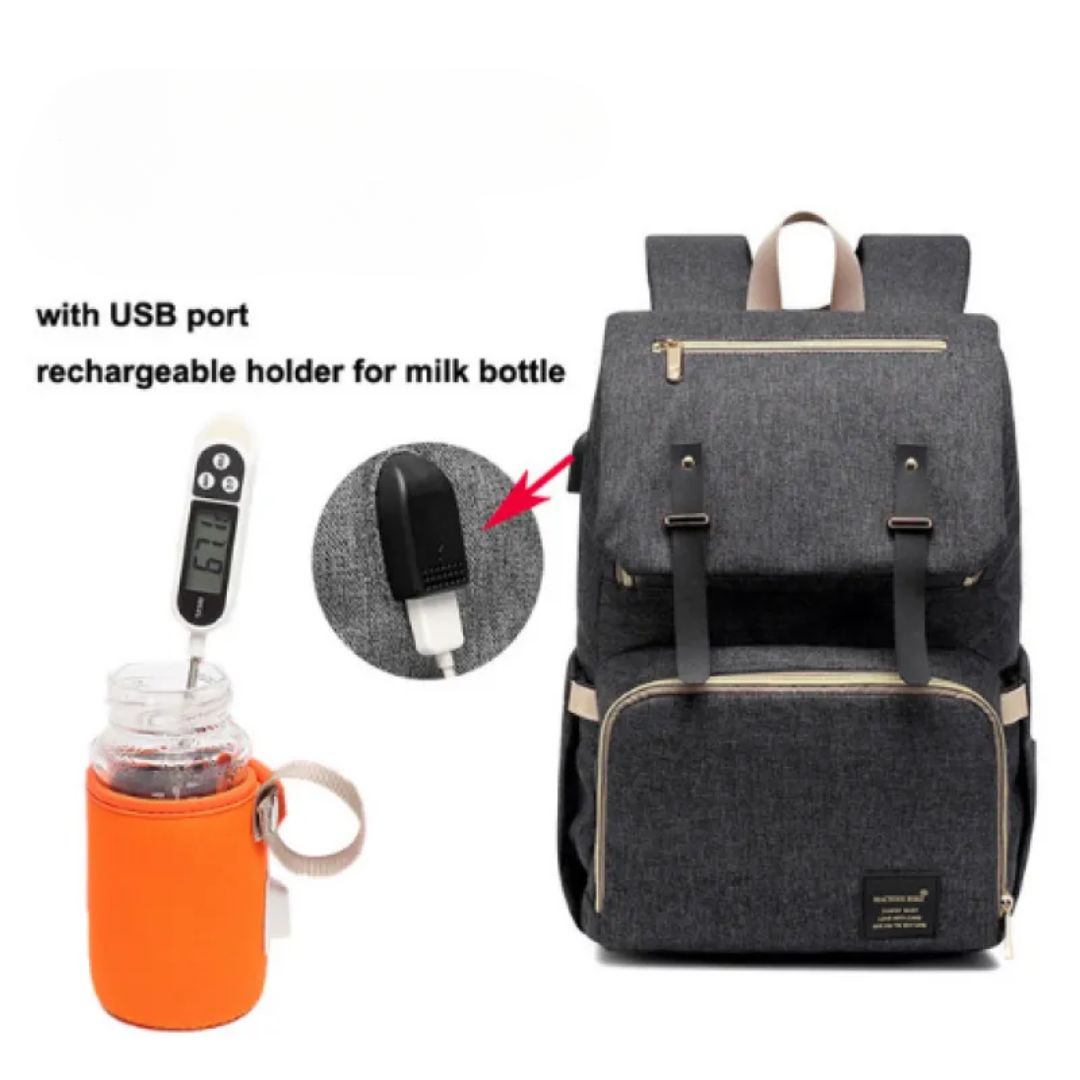 Wickelrucksack mit USB-Anschluss – Baby Rucksack mit Flaschenwärmer & Ladefunktion