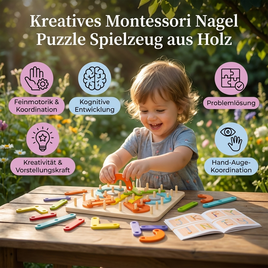 Kreatives Montessori Nagel Puzzle Spielzeug aus Holz