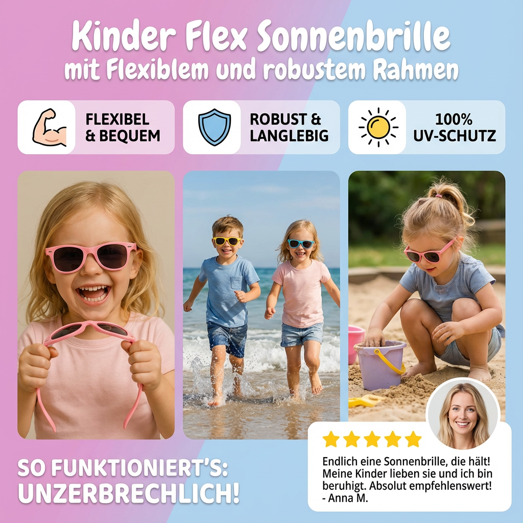 Kinder Flex Sonnenbrille mit Flexiblem und robustem Rahmen
