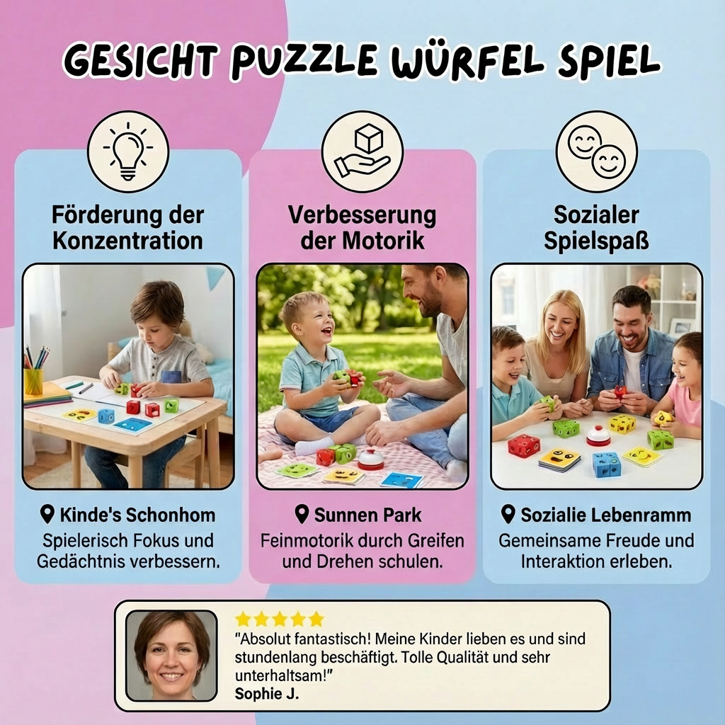 Gesicht Puzzle Würfel Spiel