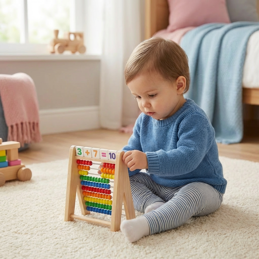 Holz-Rechenrahmen zum Zählen und Rechnen lernen