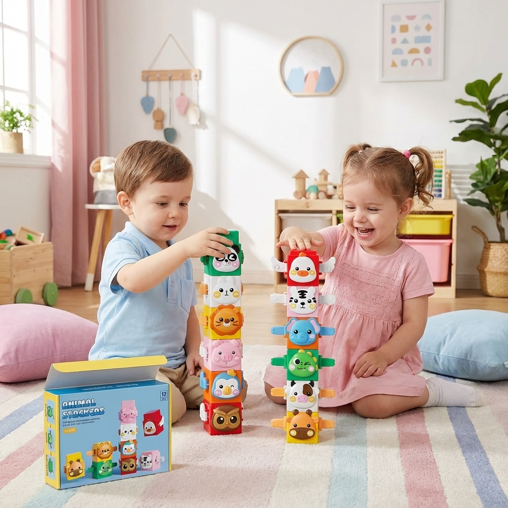 Pädagogisches Montessori Tier Stapelset Bauspielzeug