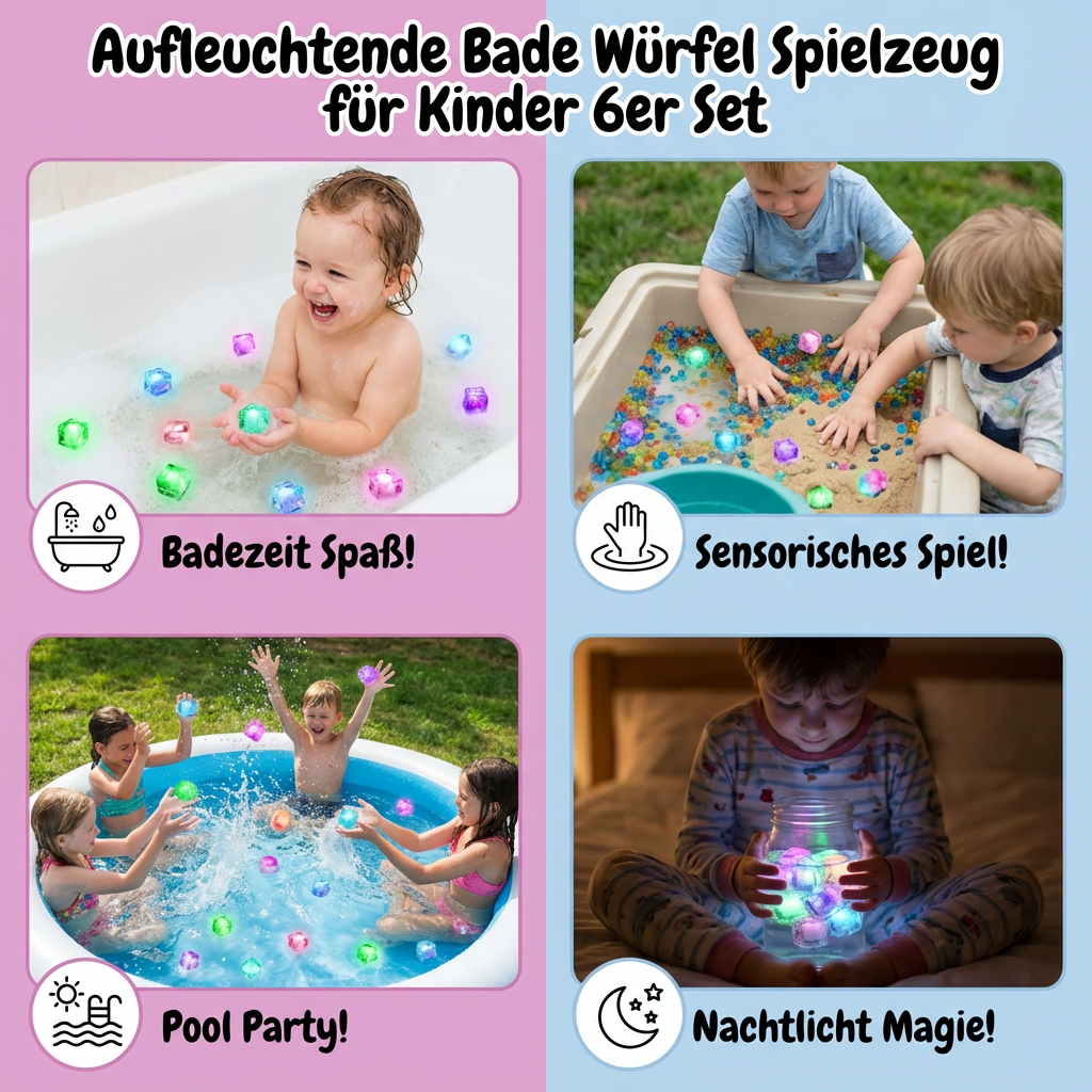 Aufleuchtende Bade Würfel Spielzeug für Kinder 6er Set