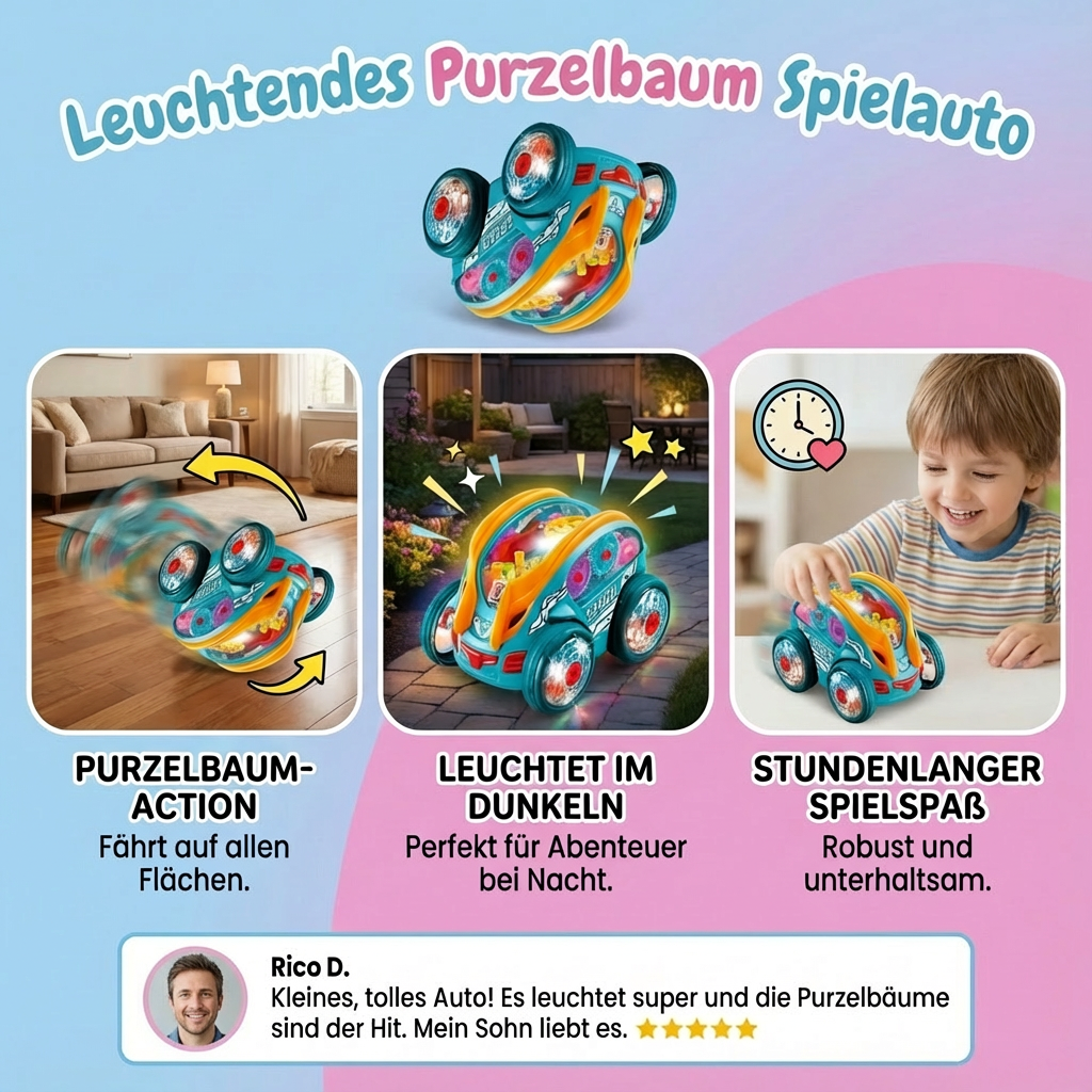 Leuchtendes Purzelbaum Spielauto