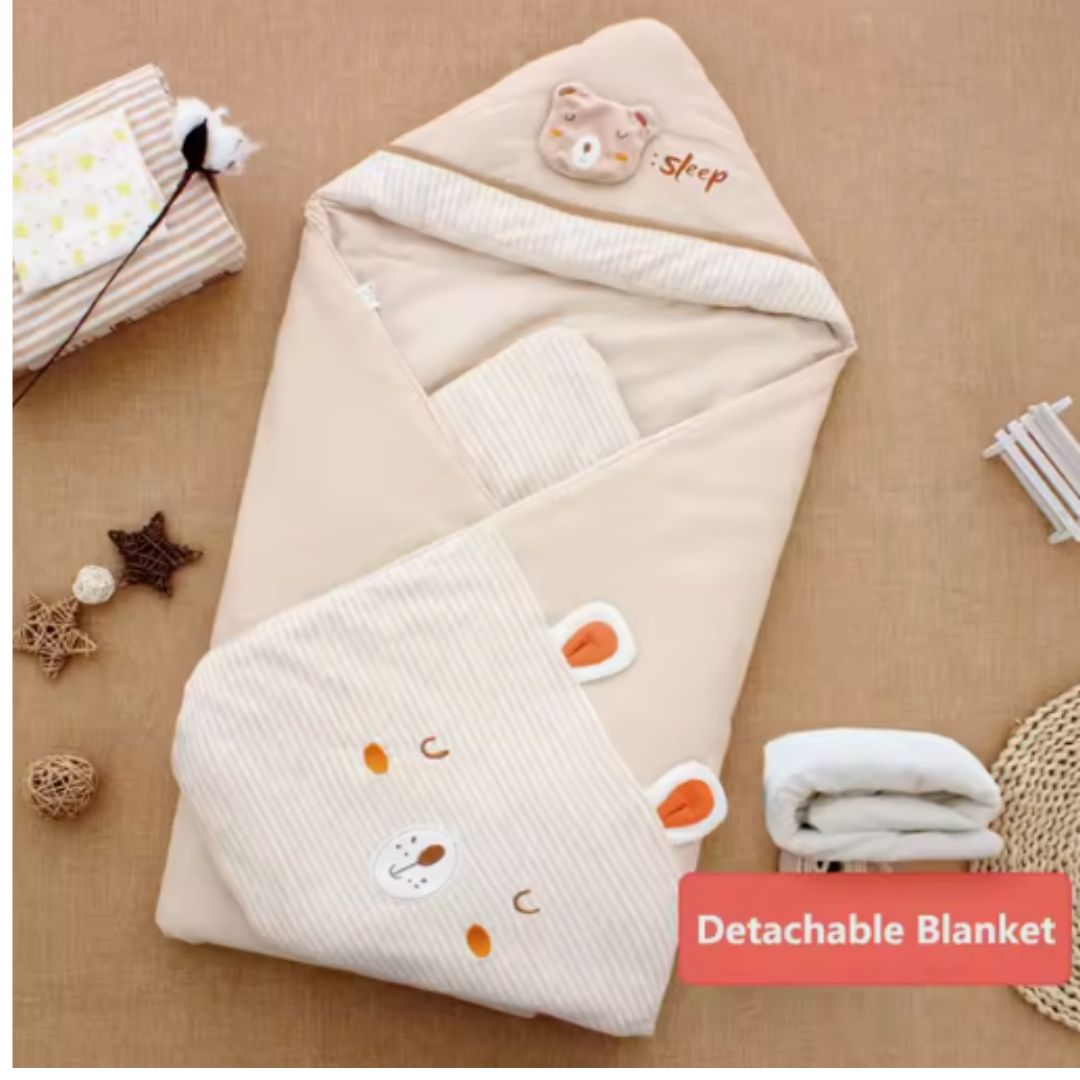 Baby Einschlagdecke mit Kapuze – Weicher Neugeborenen Schlafsack