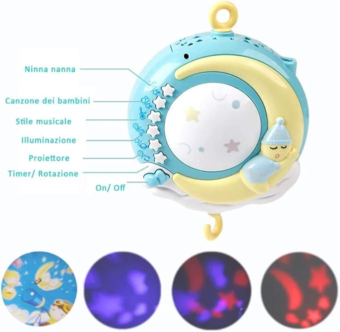Baby-Mobile mit Musik und Lichtprojektion - Einschlafhilfe für Neugeborene