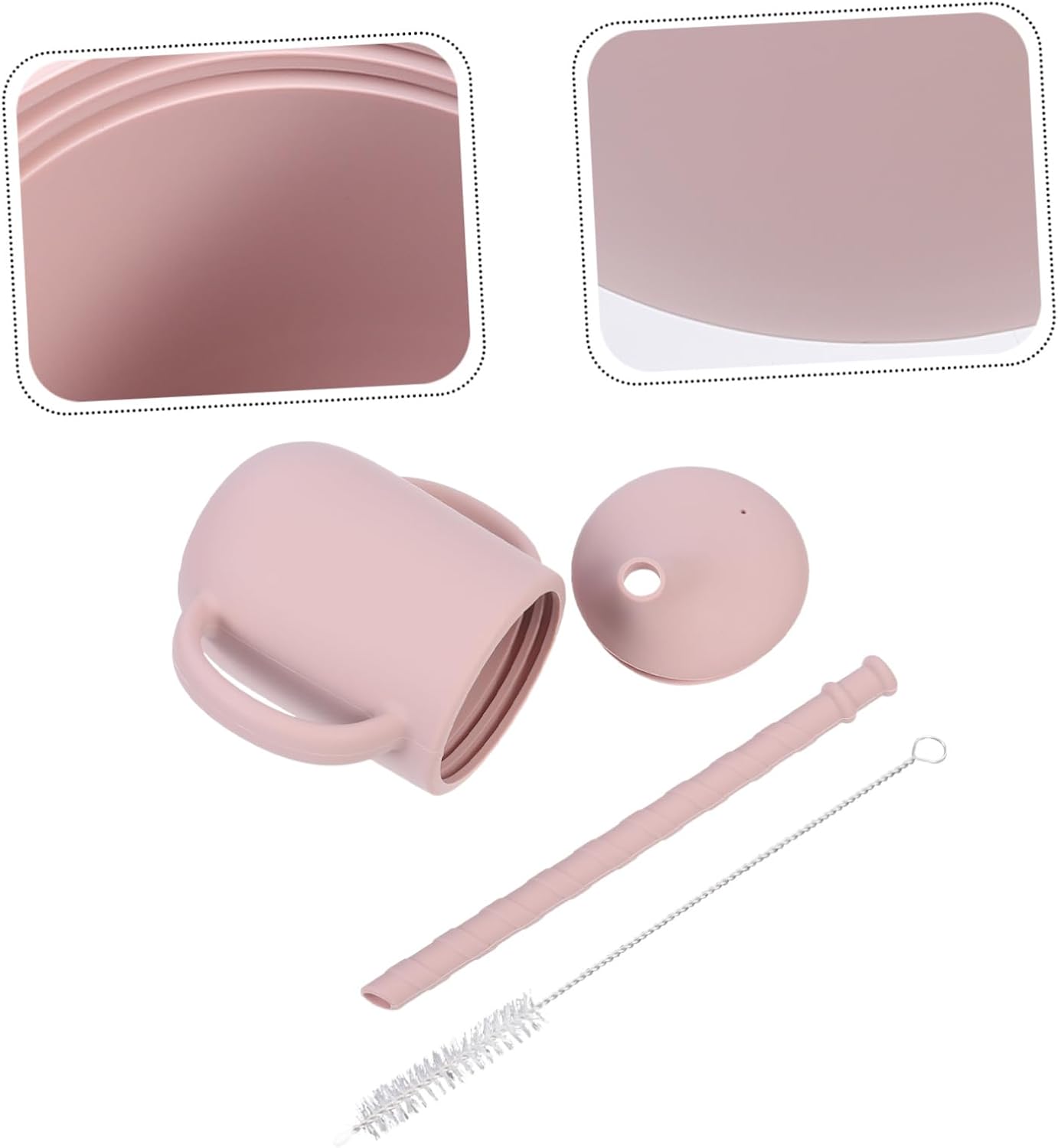 Silikon Trinklernbecher für Babys – Auslaufsicherer Becher mit Griffen und Strohhalm