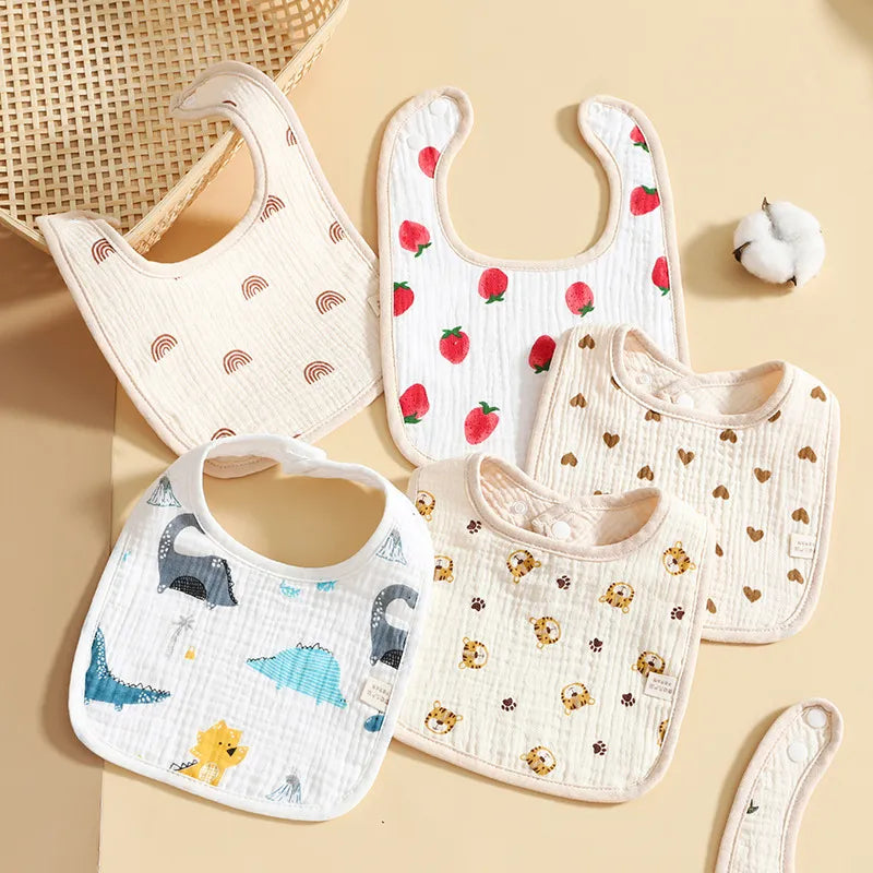 Baby Lätzchen aus Musselin – Weiche Spucktücher mit Druckknopf