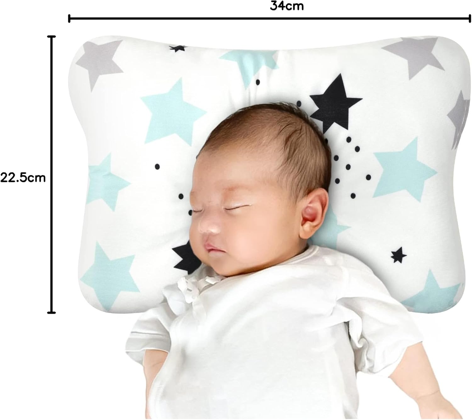 Baby Kissen mit Kopfstütze – Flaches Kopfkissen gegen Kopfverformung