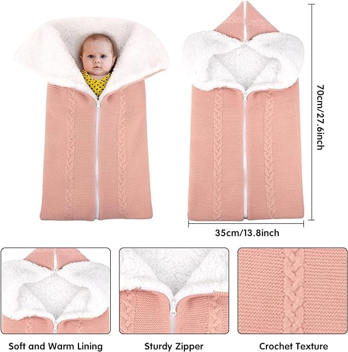 Baby Schlafsack mit Kapuze – Weicher und Warmer Strick-Schlafsack