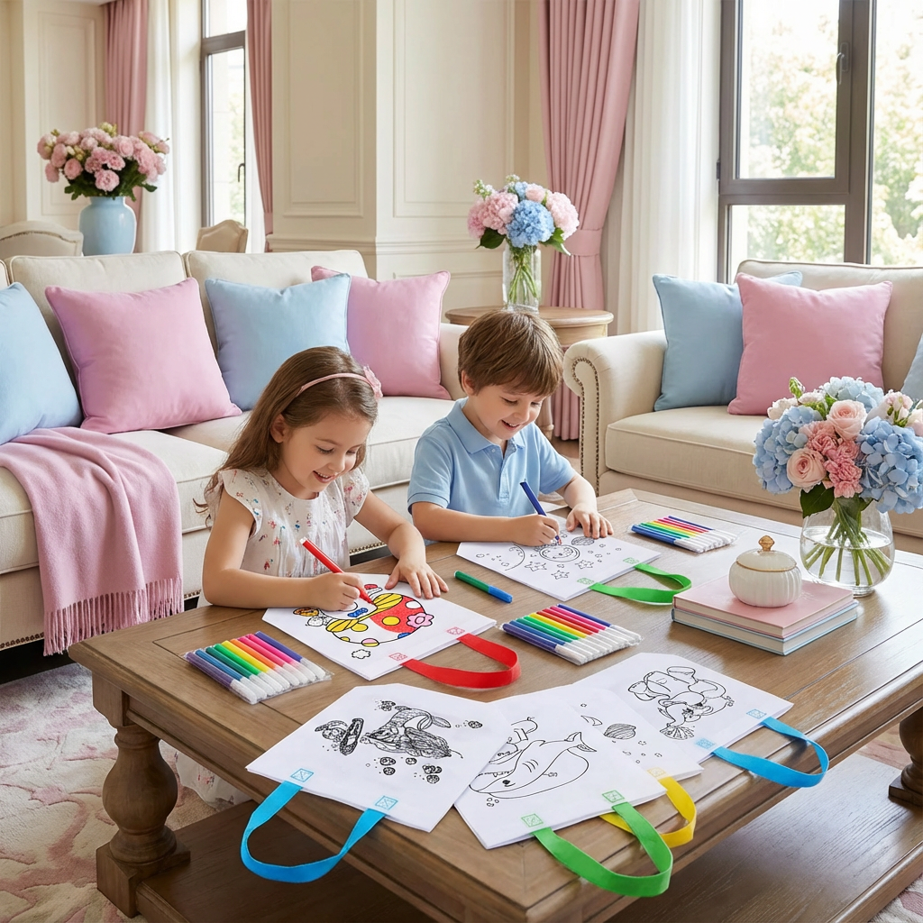 Kinder Bastel und Mal Taschen Set mit Stiften