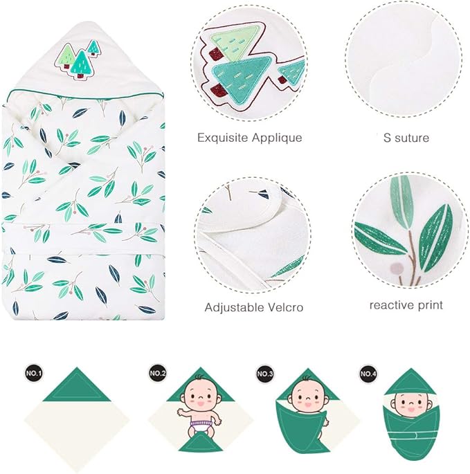 Baby Einschlagdecke mit Kapuze – Weiche Puckdecke für Neugeborene