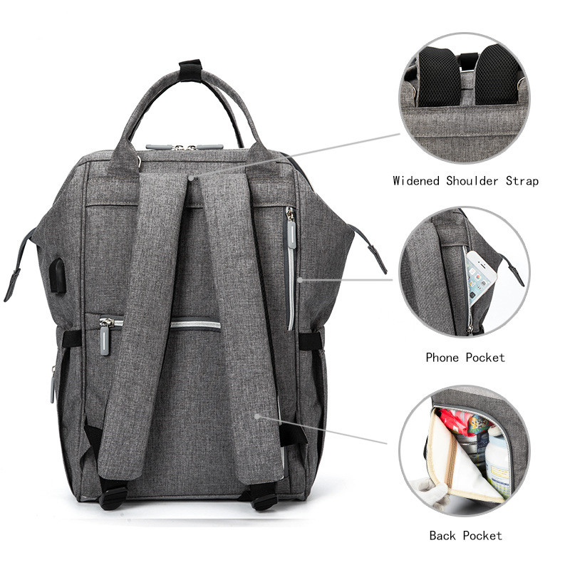 Baby Wickelrucksack mit USB-Anschluss – Multifunktionaler Rucksack für Eltern