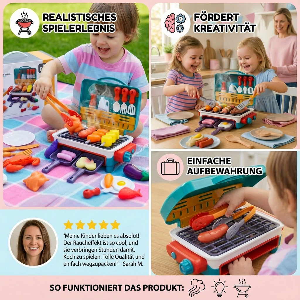 Mein erster BBQ-Grill – Kinderküche mit Rauch-Effekt und farbwechselnden Lebensmittel