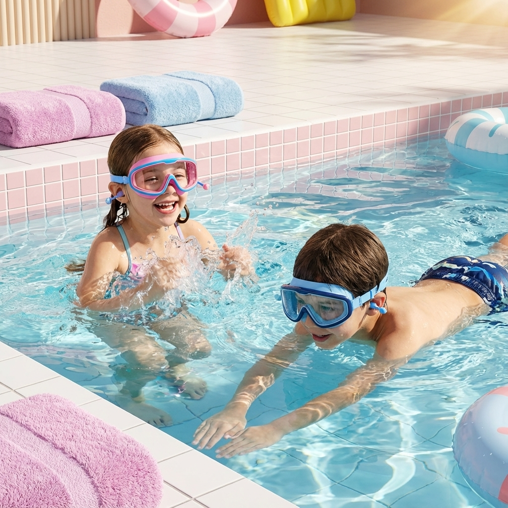 Kindergerechte Schwimm Brillen mit großen Rahmen & Anti-beschlag System