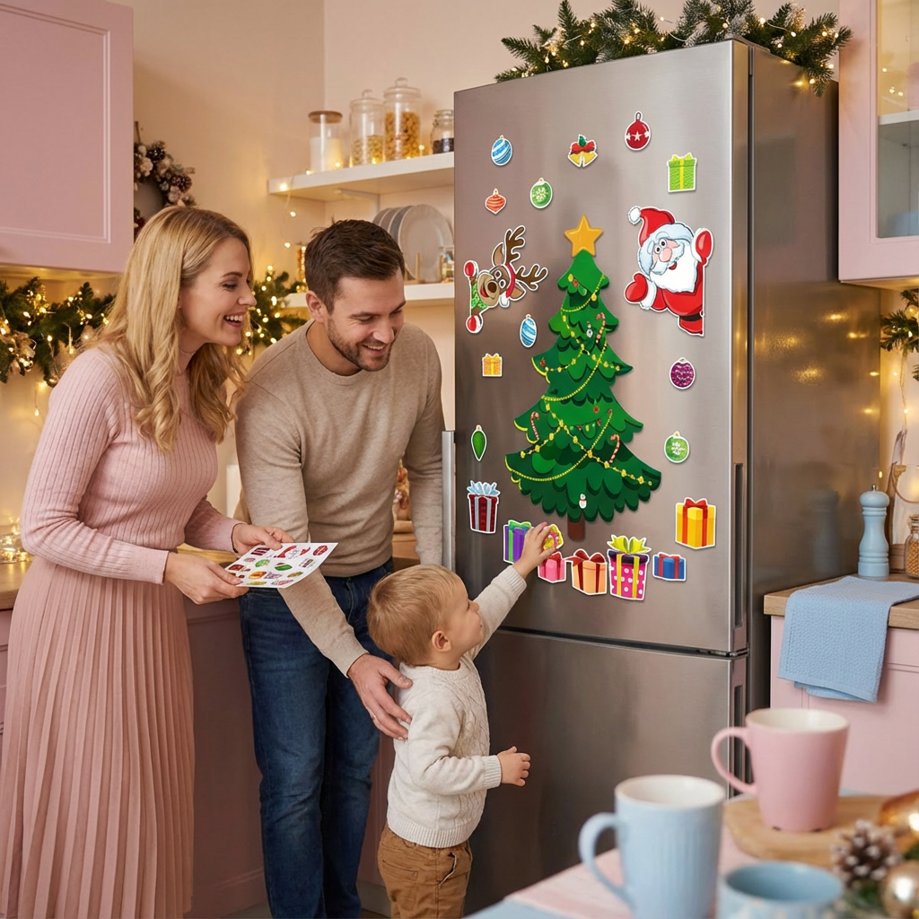 Weihnachtliches Montessori Magnet Sticker Set zum Selber Dekorieren