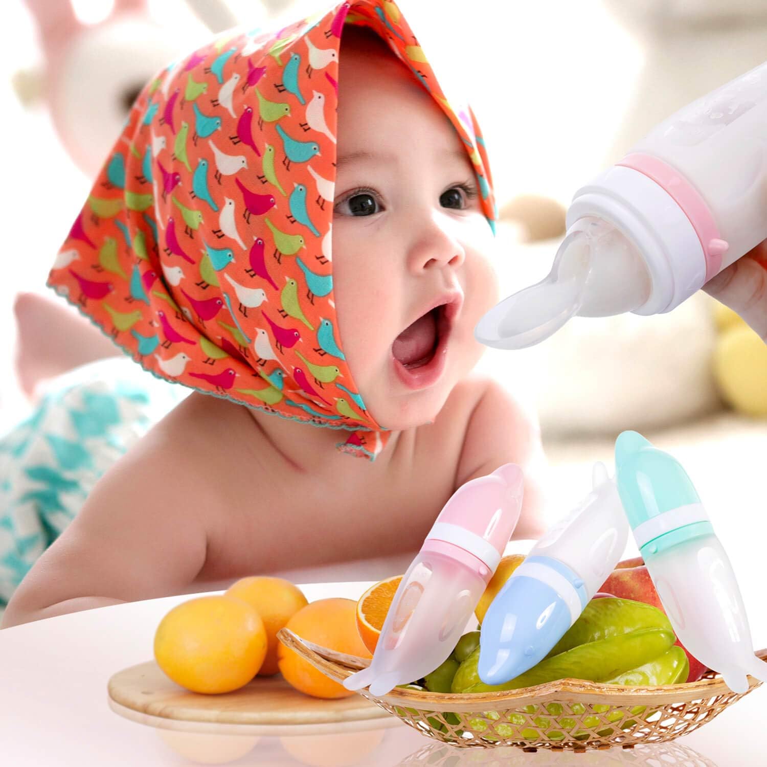 Silikon Quetschflasche für Babys – Fütterlöffel mit Skala