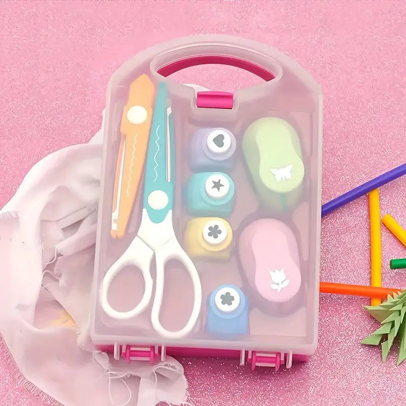 Sicheres Bastelset für Kinder mit Scheren und Stanzer