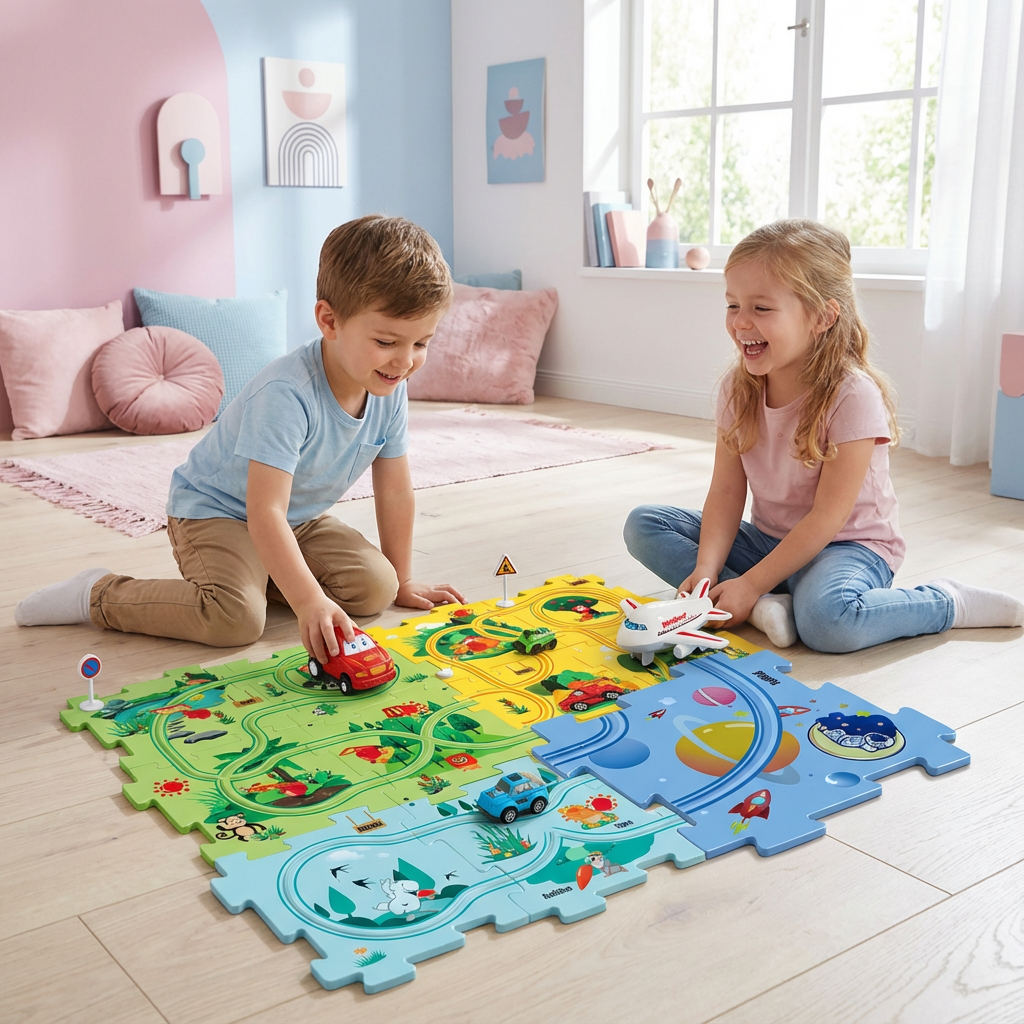 Puzzle Bahn Baustein Rennen