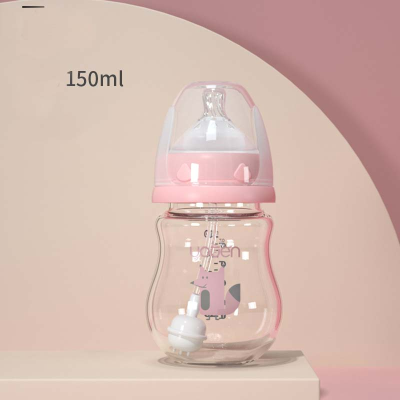 Baby Trinkflasche mit Griffen –  Silikon mit Weichem Sauger & Tiermotiv