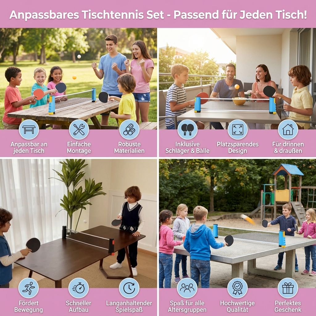 Anpassbares Tischtennis Set - Passend für Jeden Tisch!