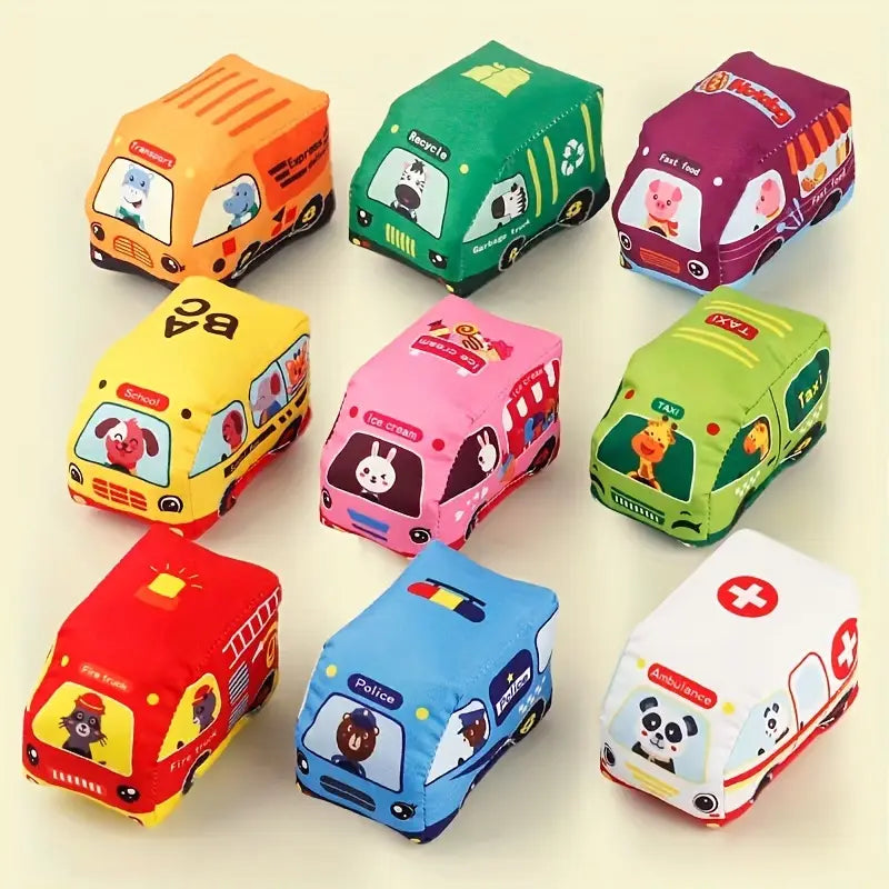 2in1 Sensorische Plüsch Spielzeug Autos mit Straßenmatte und Tasche für Unterwegs