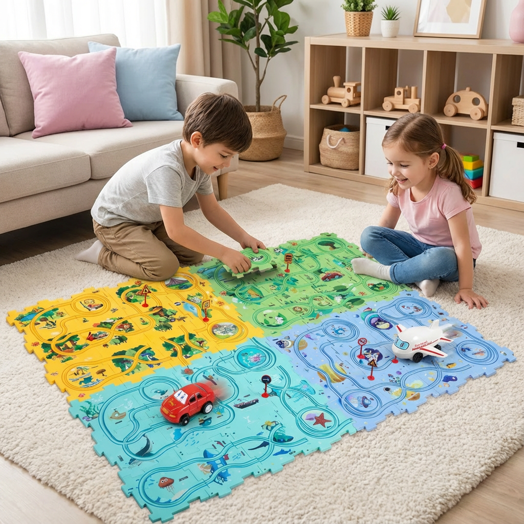 Puzzle Bahn Baustein Rennen