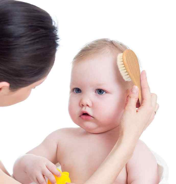 Baby Bürste und Kamm Set – Holzhaarbürste mit Naturborsten für Neugeborene