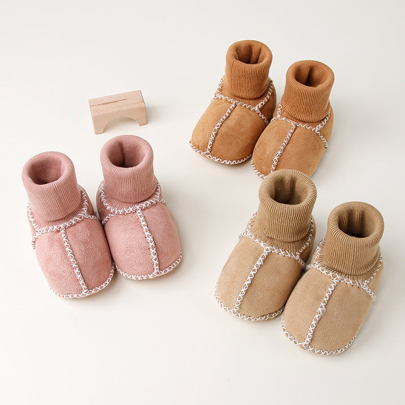 Gefütterte Baby Winter Socken Schuhe in Wildleder Optik
